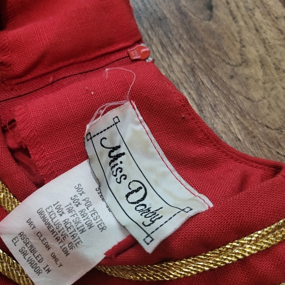 Mrs.Dorby Women's Vintage 80s Gold and Red Star Embellished Zip-Up Dress 12 - Picture 3 of 11
